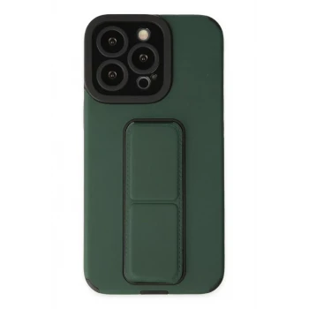 Newface Apple iPhone 14 Pro Kılıf Mega Standlı Silikon - Yeşil