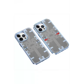 Newface Apple iPhone 14 Pro Kılıf Mekanik Bumper Kapak - Mavi