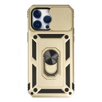 Newface Apple iPhone 14 Pro Kılıf Pars Lens Yüzüklü Silikon - Gold