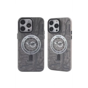 Newface Apple iPhone 14 Pro Max Kılıf Apollo Magneticsafe Desenli Kapak - Apollo Siyah - 1