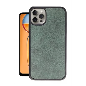 Newface Apple iPhone 14 Pro Max Kılıf Aras Deri Kapak - Koyu Yeşil