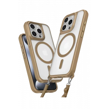 Newface Apple iPhone 14 Pro Max Kılıf Enka Magsafe Silikon Kılıf - Desert