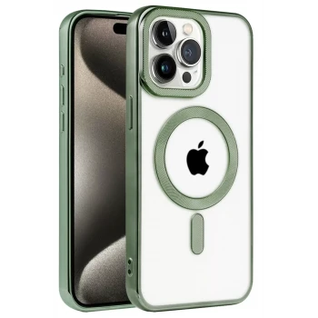 Newface Apple iPhone 14 Pro Max Kılıf Kronos Magsafe Kapak - Koyu Yeşil
