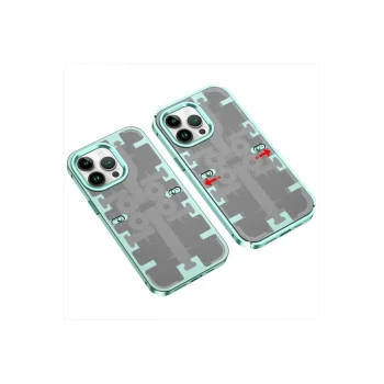 Newface Apple iPhone 14 Pro Max Kılıf Mekanik Bumper Kapak - Yeşil