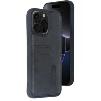 Newface Apple iPhone 14 Pro Max Kılıf Sara Kartvizitli Deri Kılıf - Siyah