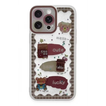 Newface Apple iPhone 14 Pro Max Kılıf Sweet Desenli Silikon Kapak - Şeffaf