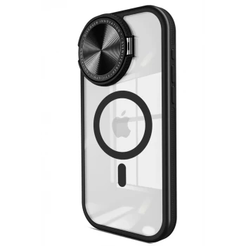 Newface Apple iPhone 14 Pro Max Kılıf Teleskop Lens Magsafe Silikon Kapak - Siyah