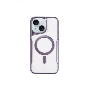 Newface Apple iPhone 15 Plus Kılıf Boyi Magsafe Silikon Kapak - Derin Mor