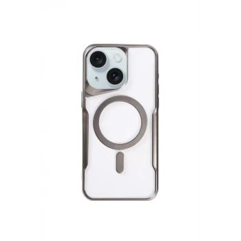 Newface Apple iPhone 15 Plus Kılıf Boyi Magsafe Silikon Kapak - Titan Gri