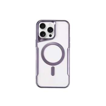 Newface Apple iPhone 15 Pro Max Kılıf Boyi Magsafe Silikon Kapak - Derin Mor