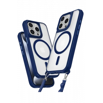 Newface Apple iPhone 15 Pro Max Kılıf Enka Magsafe Silikon Kılıf - Lacivert
