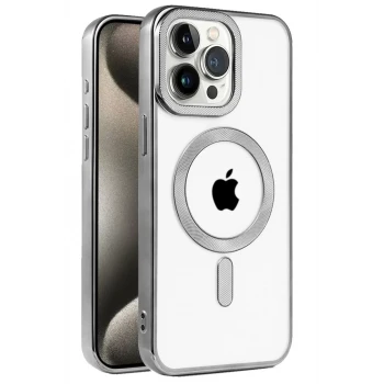 Newface Apple iPhone 15 Pro Max Kılıf Kronos Magsafe Kapak - Titanyum Gri