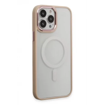 Newface Apple iPhone 15 Pro Max Kılıf Room Magneticsafe Silikon - Pudra