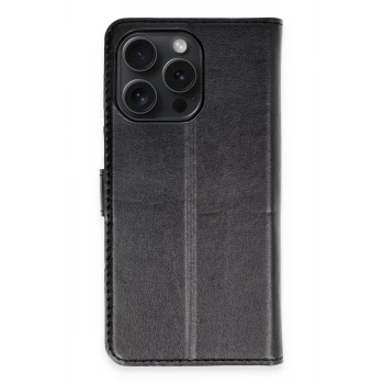 Newface Apple iPhone 15 Pro Max Kılıf Trend S Plus Kapaklı Kılıf - Siyah