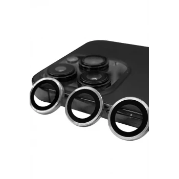 Newface Apple iPhone 15 Pro Max Raze Metal Kamera Lens - Gümüş