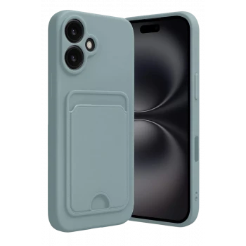 Newface Apple iPhone 16 Kılıf Kelvin Kartvizitli Silikon - Açık Yeşil