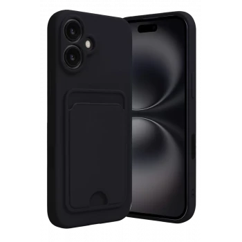 Newface Apple iPhone 16 Kılıf Kelvin Kartvizitli Silikon - Siyah