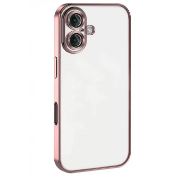 Newface Apple iPhone 16 Kılıf Razer Lensli Silikon - Pembe