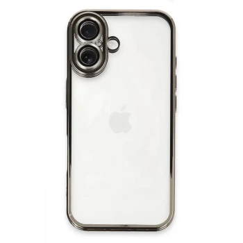 Newface Apple iPhone 16 Kılıf Razer Lensli Silikon - Titanyum Gri