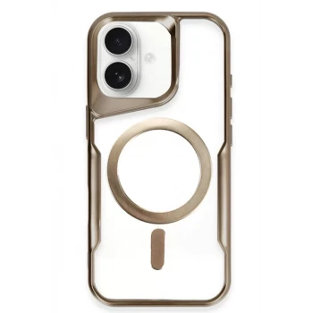 Newface Apple iPhone 16 Plus Kılıf Boyi Magsafe Silikon Kapak - Kahverengi