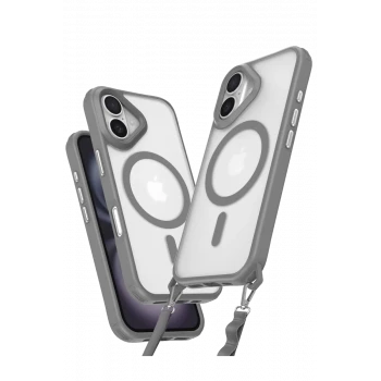 Newface Apple iPhone 16 Plus Kılıf Enka Magsafe Silikon Kılıf - Titan Gri