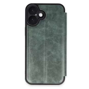 Newface Apple iPhone 16 Plus Kılıf Flip Cover - Koyu Yeşil