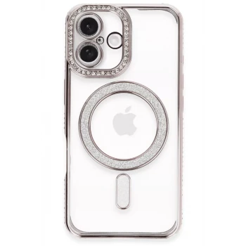 Newface Apple iPhone 16 Plus Kılıf Joke Simli Magneticsafe Kılıf - Pembe