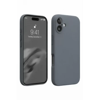 Newface Apple iPhone 16 Plus Kılıf Nano içi Kadife Silikon - Gri