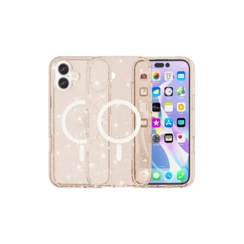 Newface Apple iPhone 16 Plus Kılıf Star Magsafe Kapak - Turuncu