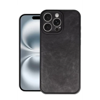 Newface Apple iPhone 16 Pro Kılıf Aras Deri Kapak - Siyah