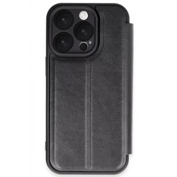 Newface Apple iPhone 16 Pro Kılıf Flip Cover - Siyah