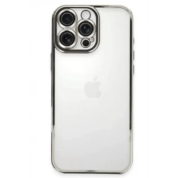 Newface Apple iPhone 16 Pro Kılıf Razer Lensli Silikon - Gümüş