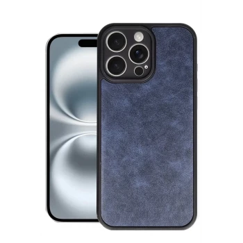Newface Apple iPhone 16 Pro Max Kılıf Aras Deri Kapak - Lacivert