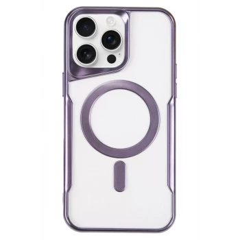 Newface Apple iPhone 16 Pro Max Kılıf Boyi Magsafe Silikon Kapak - Derin Mor