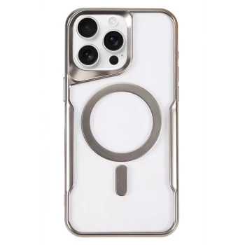 Newface Apple iPhone 16 Pro Max Kılıf Boyi Magsafe Silikon Kapak - Gümüş