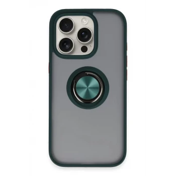 Newface Apple iPhone 16 Pro Max Kılıf Montreal Yüzüklü Silikon Kapak - Yeşil
