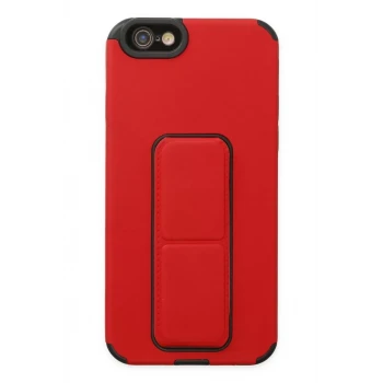 Newface Apple iPhone 6 Kılıf Mega Standlı Silikon - Kırmızı
