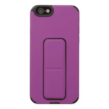 Newface Apple iPhone 6 Kılıf Mega Standlı Silikon - Mor