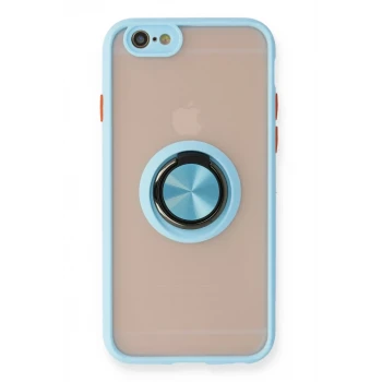 Newface Apple iPhone 6 Kılıf Montreal Yüzüklü Silikon Kapak - Buz Mavi