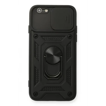 Newface Apple iPhone 6 Kılıf Pars Lens Yüzüklü Silikon - Siyah