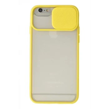 Newface Apple iPhone 6 Plus Kılıf Palm Buzlu Kamera Sürgülü Silikon - Sarı