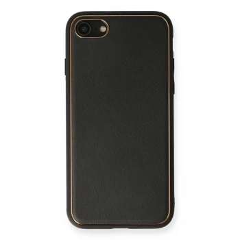 Newface Apple iPhone 7 Kılıf Coco Deri Silikon Kapak - Siyah