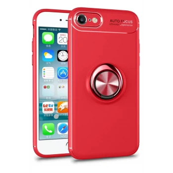 Newface Apple iPhone 7 Kılıf Range Yüzüklü Silikon - Kırmızı