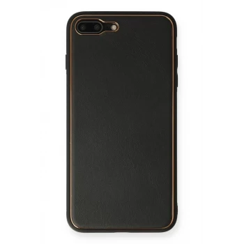 Newface Apple iPhone 7 Plus Kılıf Coco Deri Silikon Kapak - Siyah
