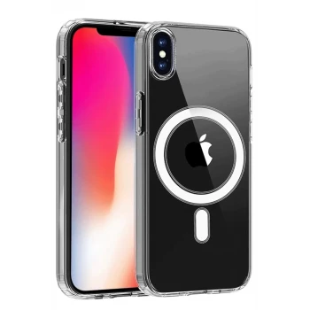 Newface Apple iPhone X Kılıf Magneticsafe Şeffaf Silikon - Şeffaf