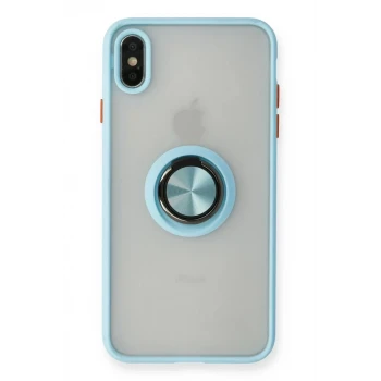 Newface Apple iPhone X Kılıf Montreal Yüzüklü Silikon Kapak - Buz Mavi