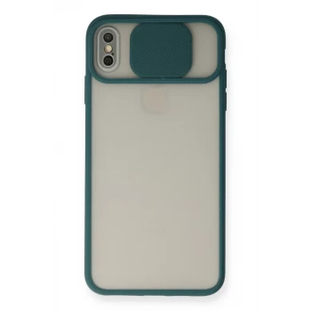 Newface Apple iPhone X Kılıf Palm Buzlu Kamera Sürgülü Silikon - Yeşil