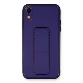 Newface Apple iPhone XR Kılıf Coco Deri Standlı Kapak - Mor