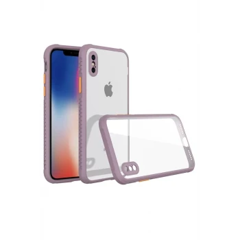 Newface Apple iPhone XS Max Kılıf Miami Şeffaf Silikon - Açık Mor