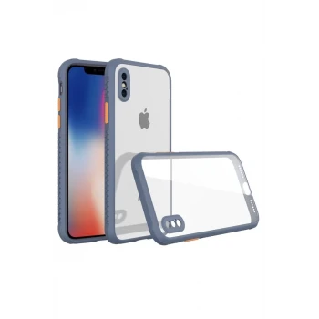 Newface Apple iPhone XS Max Kılıf Miami Şeffaf Silikon - Gri